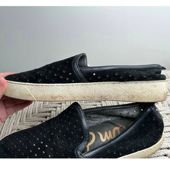 Sam Edelman: Black Suede Slip On Sneakers - Picture 5 of 7